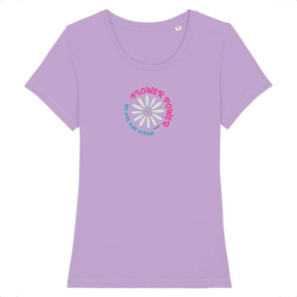 T-shirt femme coton bio  Flower power Lavande