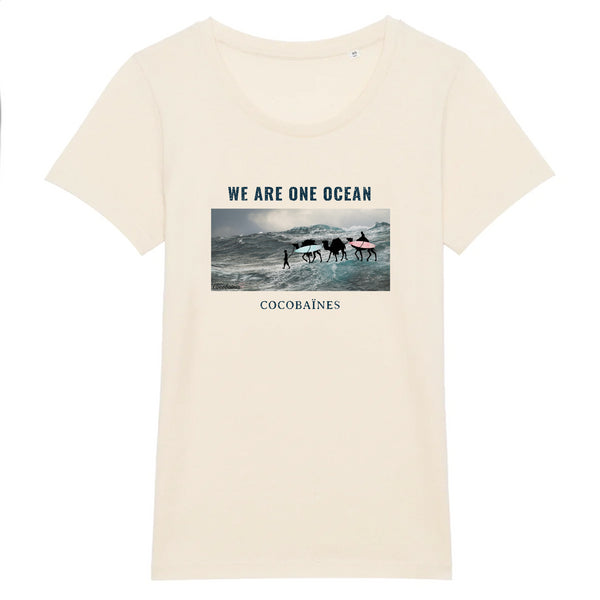 T-shirt femme coton bio We are one ocean Naturel