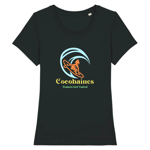 T-shirt femme coton bio Women's surf festival Noir