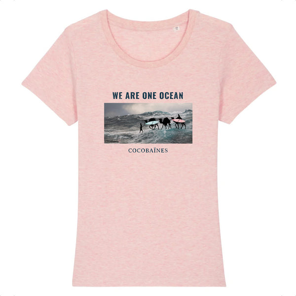 T-shirt femme coton bio We are one ocean Rose