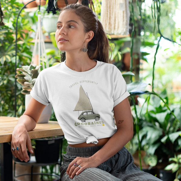T-shirt femme coton bio Travel differently