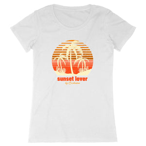 T-shirt femme coton bio sunset lover blanc